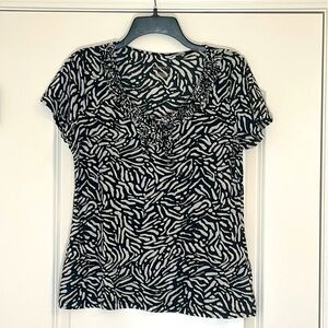 Merona Black & White Sheer Top Size XL